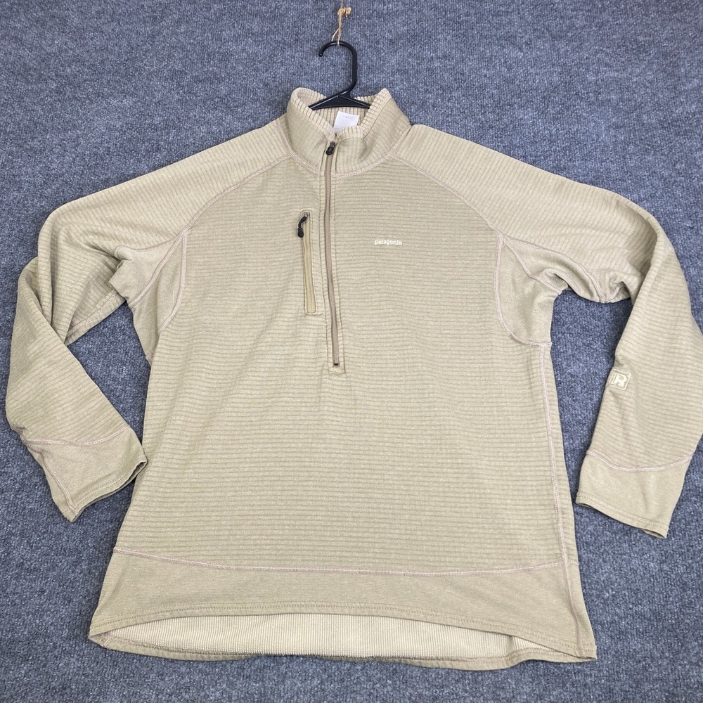Patagonia R1 Regulator Fleece Pullover Mens XL Tan Khaki 1/4 Zip Grid Fleece USA